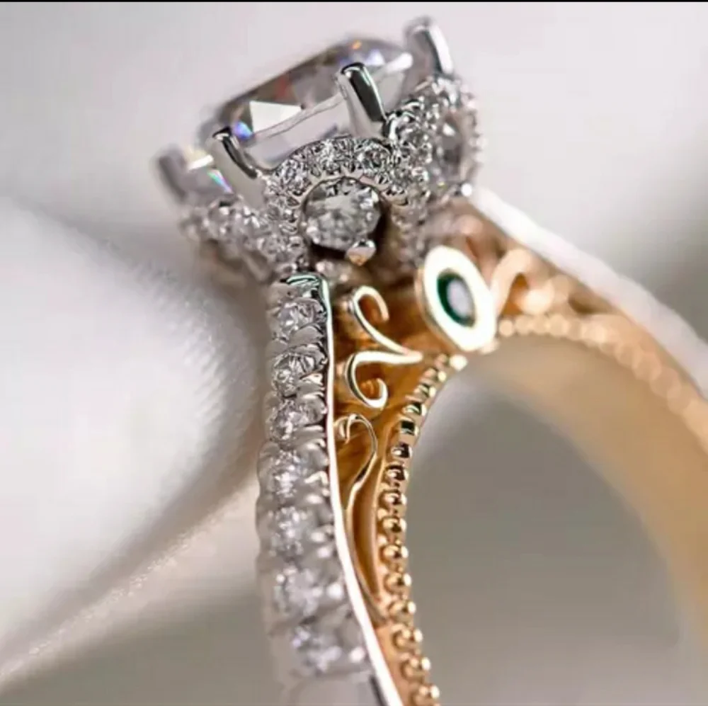 New Pure Green Gold Hollow Carved Ring - Picture 3 of 3